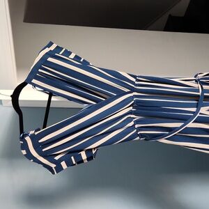 Striped open leg jumpsuit